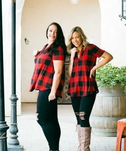 Boutique Simplified Blessed & Dressed In Red Plaid