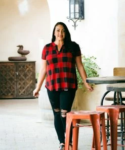 Boutique Simplified Blessed & Dressed In Red Plaid
