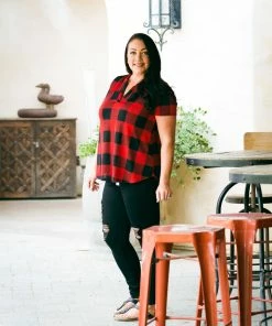 Boutique Simplified Blessed & Dressed In Red Plaid