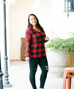 Boutique Simplified Mad About Plaid Pullover - Red
