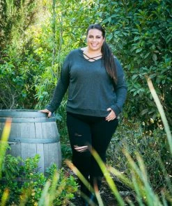 Boutique Simplified All The Feels Pullover In Charcoal