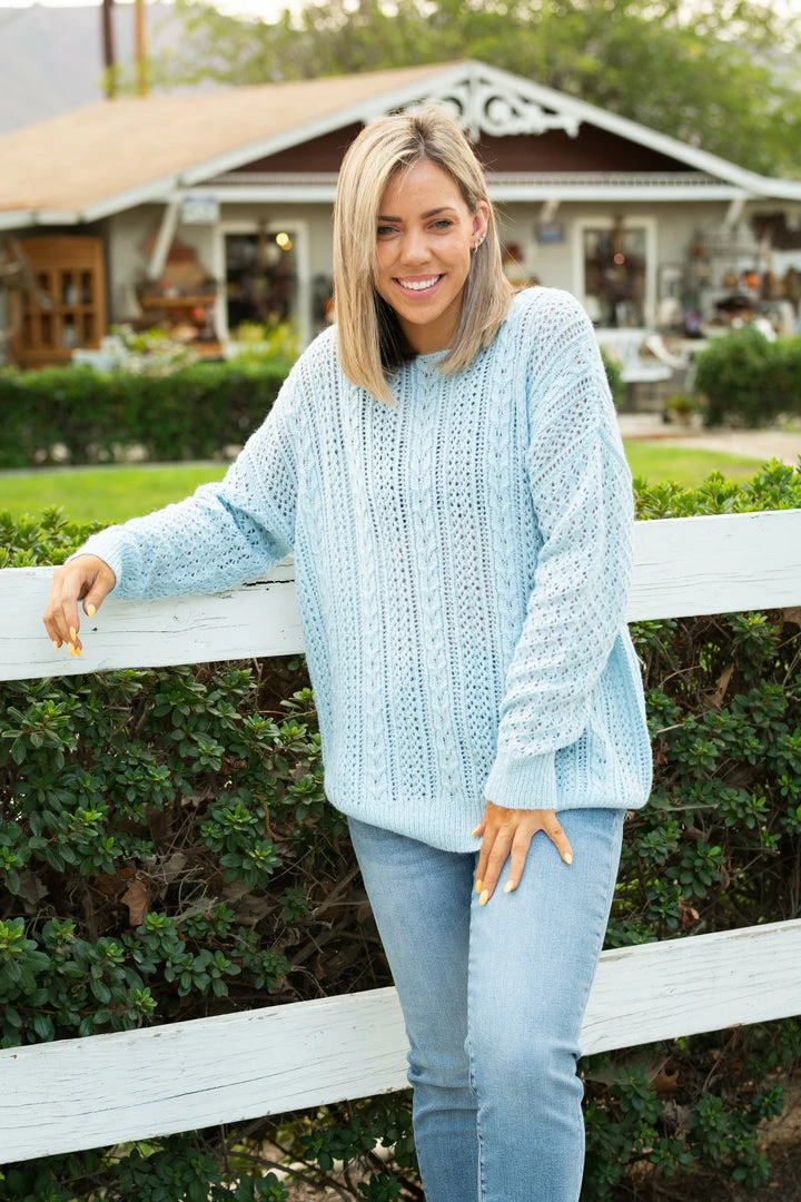 Boutique Simplified Clear Skies Cable Knit Sweater 2 Boutique Simplified Clear Skies Cable Knit Sweater
