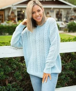 Boutique Simplified Clear Skies Cable Knit Sweater
