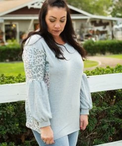 Boutique Simplified Silver Lining Long Sleeve Top
