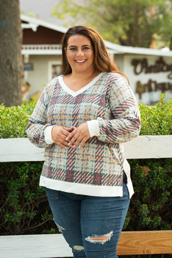 Boutique Simplified Sketched With Plaid Pullover 2 Boutique Simplified Sketched With Plaid Pullover