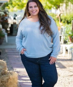 Boutique Simplified Lustful Waffle Knit Stone Top