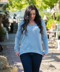 Boutique Simplified Lustful Waffle Knit Stone Top