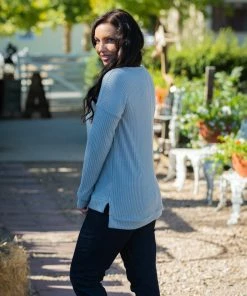 Boutique Simplified Lustful Waffle Knit Stone Top