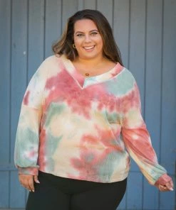 Boutique Simplified Fall Foliage Waffle Knit Top