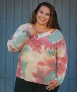 Boutique Simplified Fall Foliage Waffle Knit Top