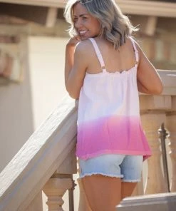 Boutique Simplified Strawberry Sorbet Ombre Tank