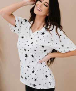 Trendsi Apparel Made Of Stars Tee In Ivory And Black