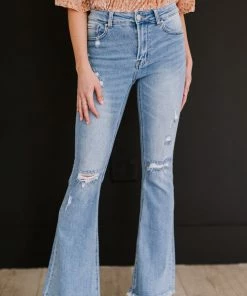 Trendsi RISEN Distressed Flare Jeans Apparel