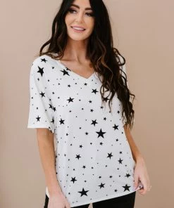 Trendsi Apparel Made Of Stars Tee In Ivory And Black