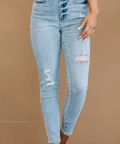 Trendsi Judy Blue Jen High-Waist Distressed Skinny Jeans Apparel