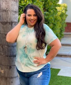 Boutique Simplified Summer Skies Eyelet Top