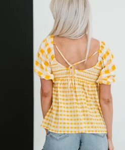 Trendsi Sunny Meadow Gingham Babydoll Top Apparel