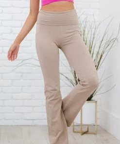 Trendsi Apparel Keep It Up Flare Yoga Pants In Ash Mocha
