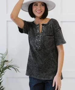 Trendsi GHG- Shop Singles Mineral Washed Thermal Knit Top (GHG-S)