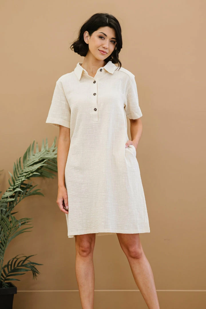 Trendsi Dresses + Skirts + Jumpsuits Iconic Scene Gauze Half Button Dress 1 Trendsi Dresses + Skirts + Jumpsuits Iconic Scene Gauze Half Button Dress