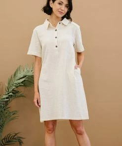Trendsi Iconic Scene Gauze Half Button Dress (GHG-S) GHG- Shop Singles