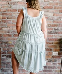 Trendsi Apparel Beautiful Skies Tiered High-Low Dress