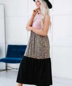 Trendsi Girl Next Door Leopard Color Block Dress