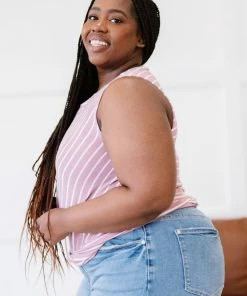 Trendsi Apparel Just A City Girl Striped Twist Detail Tank In Light Rose