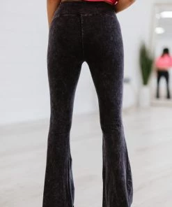 Trendsi Cloud Walker Full Size Acid Wash Raw Hem Flare Pants Apparel