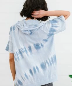 Trendsi Watching Clouds Tie-Dye Short-Sleeved Hoodie 19 Trendsi Watching Clouds Tie-Dye Short-Sleeved Hoodie
