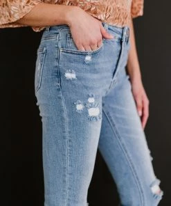 Trendsi RISEN Distressed Flare Jeans Apparel