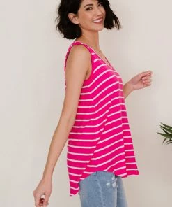 Trendsi Call Me Maybe Stripe Top - Pink & Coral Apparel
