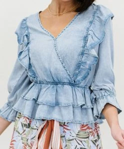 Trendsi Apparel First Day Denim Ruffle Peplum Top