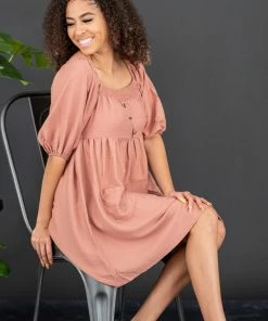 Trendsi I Promise Puff Sleeve Dress Apparel