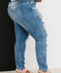Trendsi Judy Blue Time To Roll Distressed Boyfriend Jeans Apparel