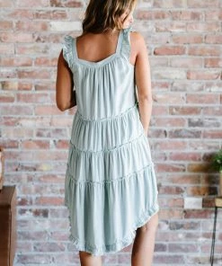 Trendsi Apparel Beautiful Skies Tiered High-Low Dress