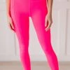 Trendsi Neon Coral Fuchsia Athletic Leggings With Pockets