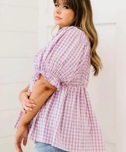 Trendsi Gingham Smocked Babydoll Top In Lavender Pink 13 Trendsi Gingham Smocked Babydoll Top In Lavender Pink