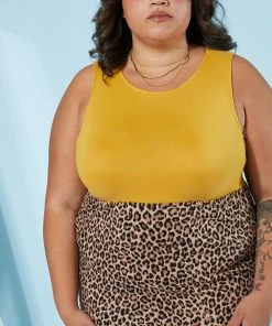 Trendsi Girl Next Door Leopard Color Block Dress In Mustard Apparel