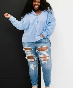 Trendsi Judy Blue Time To Roll Distressed Boyfriend Jeans Apparel