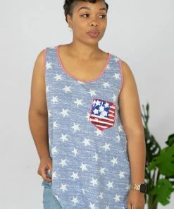 Trendsi Apparel Star Printed Sequin Pocket Tank