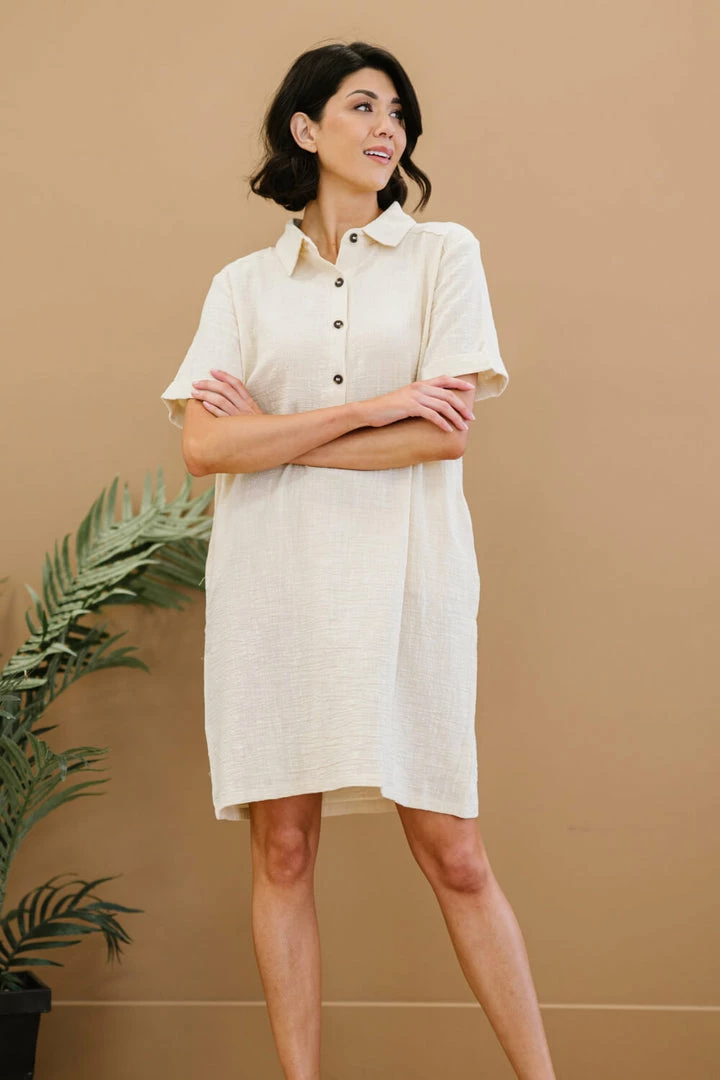 Trendsi Dresses + Skirts + Jumpsuits Iconic Scene Gauze Half Button Dress 3 Trendsi Dresses + Skirts + Jumpsuits Iconic Scene Gauze Half Button Dress