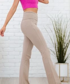 Trendsi Apparel Keep It Up Flare Yoga Pants In Ash Mocha