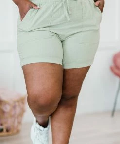Trendsi Apparel Linen Love Cuffed Shorts In Light Sage