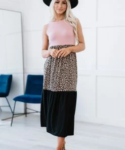 Trendsi Girl Next Door Leopard Color Block Dress