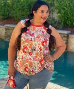 Boutique Simplified Essential Coral Burst Twist Top 9 Boutique Simplified Essential Coral Burst Twist Top