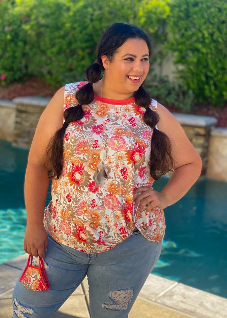 Boutique Simplified Essential Coral Burst Twist Top 4 Boutique Simplified Essential Coral Burst Twist Top