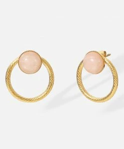 Trendsi Apparel Gold-Plated Circle Stone Stud Earrings