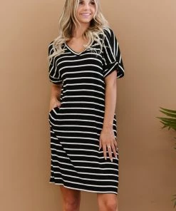Trendsi Carefree Confidence Striped T-Shirt Dress Apparel