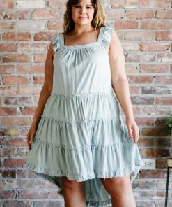 Trendsi Apparel Beautiful Skies Tiered High-Low Dress